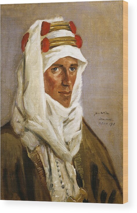 Lawrence Wood Print featuring the photograph Lieutenant Colonel T E Lawrence 1918 by Munir Alawi