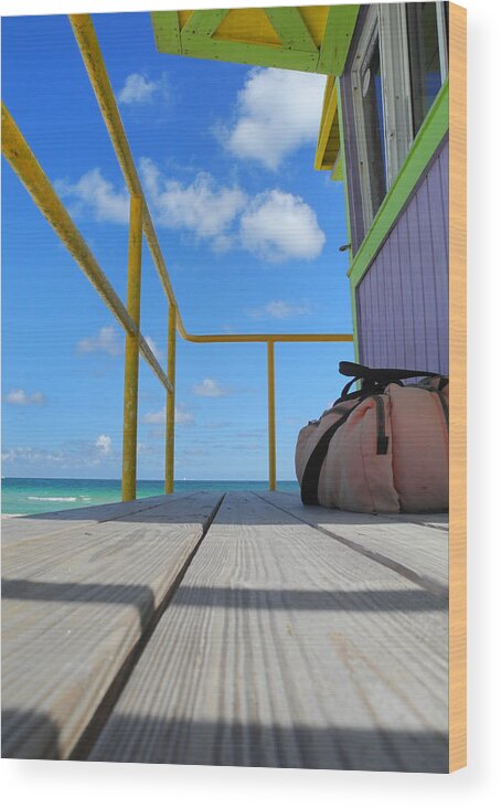 Lifeguard Tower Wood Print featuring the photograph Lifeguard Tower 2.2 - South Beach - Miami by Frank Mari