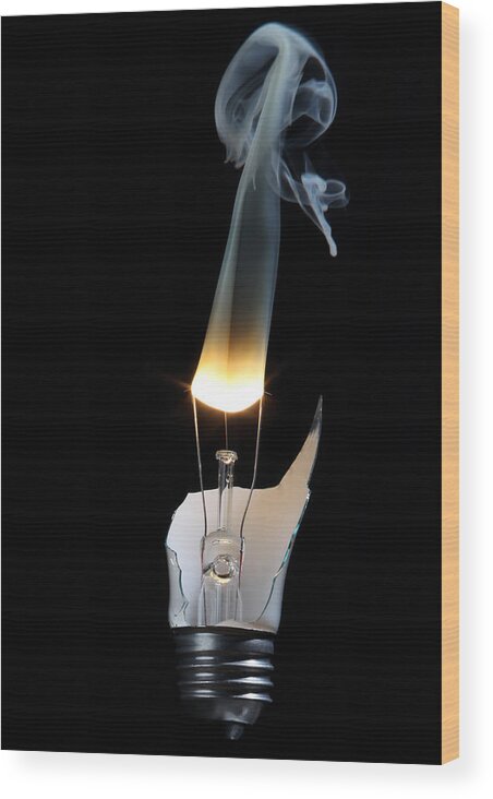 Bulb Wood Print featuring the photograph Light and Smoke by Robert Och
