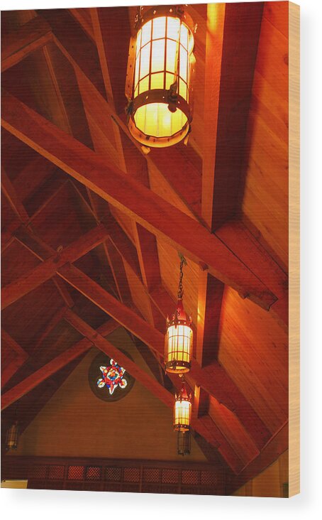 Roof Wood Print featuring the photograph Lights and Beams by Steven Ainsworth