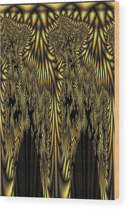 Fractal Wood Print featuring the digital art Liquid Gold by Digital Art Cafe