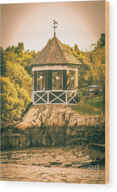 Nautical Wood Print featuring the photograph Lobsterman gazebo by Claudia M Photography