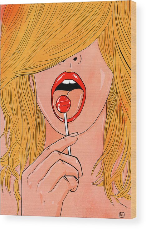 Lollipop Wood Print featuring the drawing Lollipop by Giuseppe Cristiano