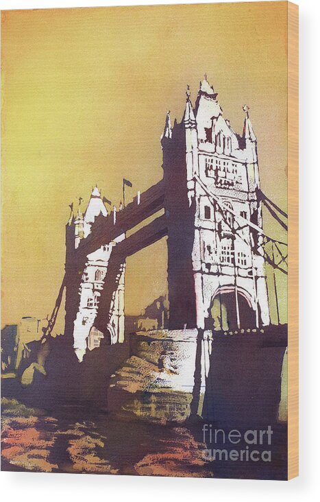 Bridge Wood Print featuring the painting London Bridge- UK by Ryan Fox