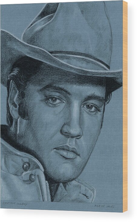 Elvis Wood Print featuring the drawing Lonesome Cowboy by Rob De Vries