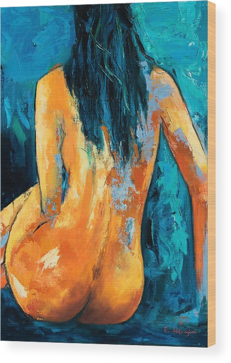 Nude Wood Print featuring the painting Mary Lou by Elise Palmigiani