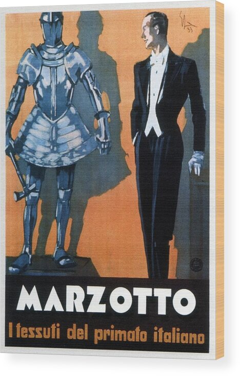 Vintage Wood Print featuring the mixed media Marzotto - Italian Textile Company - Vintage Advertising Poster by Studio Grafiikka