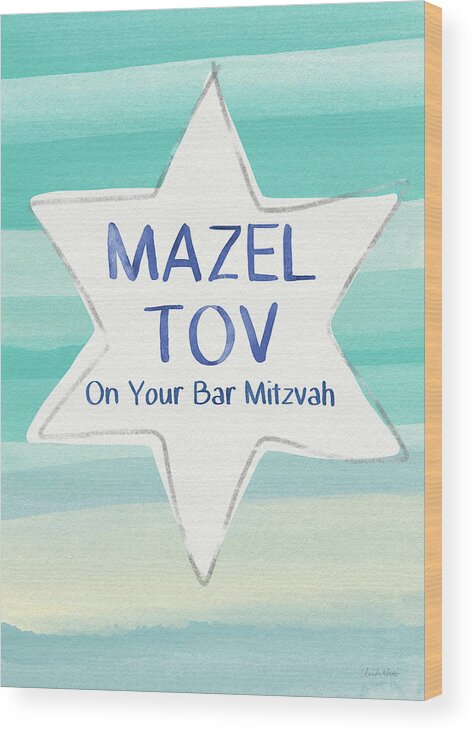 Bar Mitzvah Wood Print featuring the painting Mazel Tov On Your Bar Mitzvah- Art by Linda Woods by Linda Woods