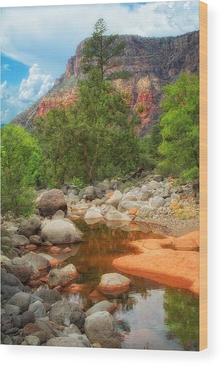 Landscape Sedona Wood Print featuring the photograph Meandering Oak Creek Canyon by Bob Coates