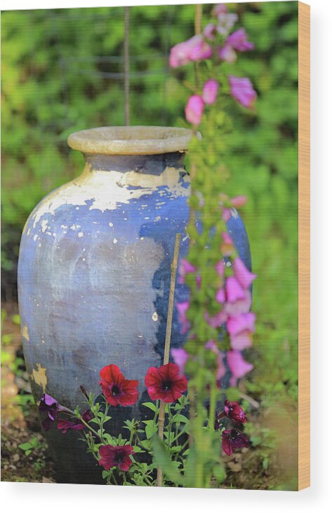 Mom's Blue Vase Wood Print featuring the photograph Mom's Blue Vase by PJQandFriends Photography