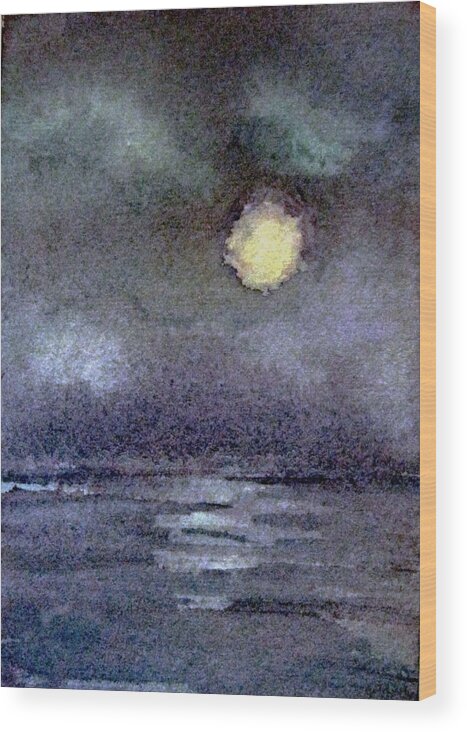 Night Scene Wood Print featuring the painting Moonlight by Suzanne Krueger