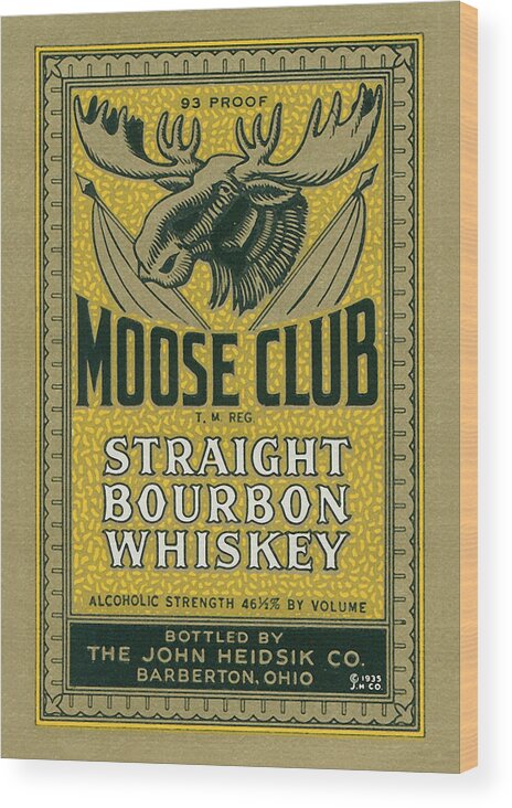 1935 Wood Print featuring the photograph Moose Club Bourbon Label by Tom Mc Nemar