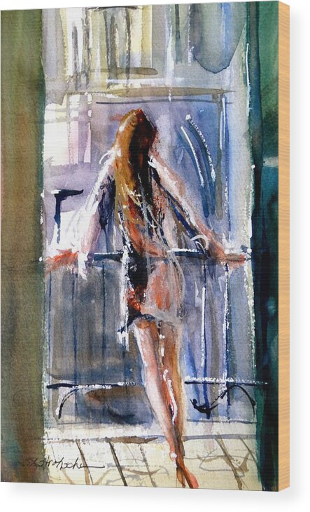 Barcelona Wood Print featuring the painting Morning in Barcelona by Sandra Strohschein