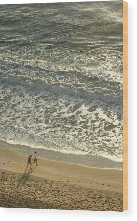 Beach Wood Print featuring the photograph Morning Walk - Melbourne FL by Frank Mari