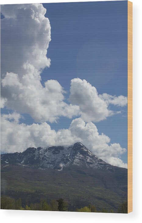 Portrait Wood Print featuring the photograph Mountain Blue Sky and Cloud by Donna L Munro