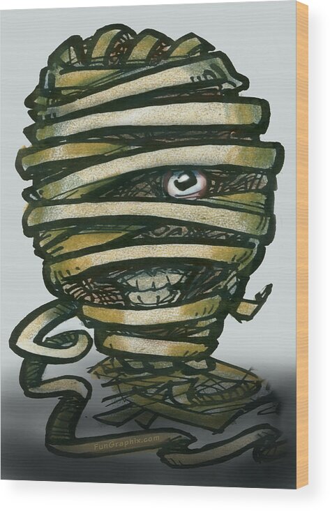 Mummy Wood Print featuring the greeting card Mummy by Kevin Middleton