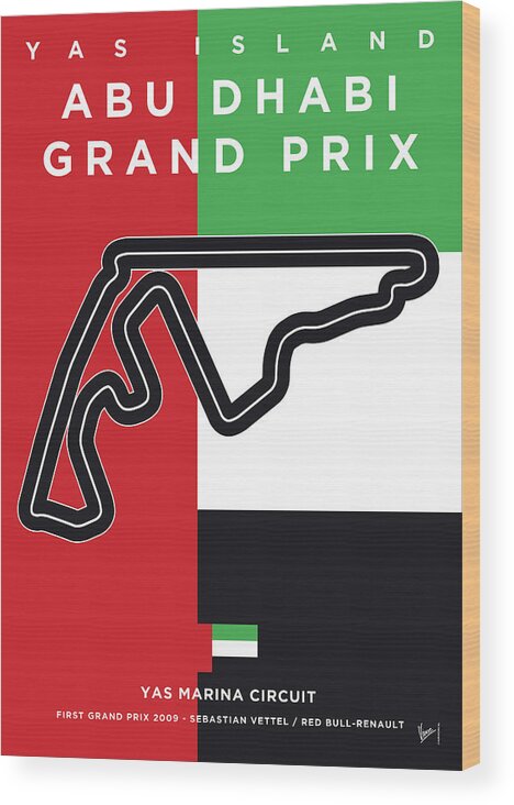 Yas Wood Print featuring the digital art My Abu Dhabi Grand Prix Minimal Poster by Chungkong Art