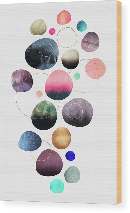 Graphic Wood Print featuring the digital art My Favorite Pebbles by Elisabeth Fredriksson