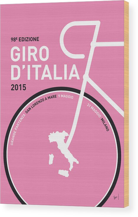 2015 Wood Print featuring the digital art My Giro D'italia Minimal Poster 2015 by Chungkong Art