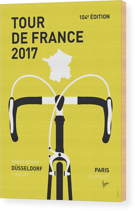 2017 Wood Print featuring the digital art My Tour De France Minimal Poster 2017 by Chungkong Art