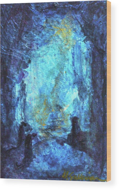 Abstract Art Wood Print featuring the painting Nativity by Mary Sullivan