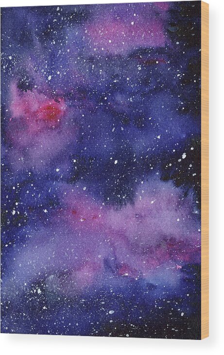 Nebula Wood Print featuring the painting Nebula Watercolor Galaxy by Olga Shvartsur
