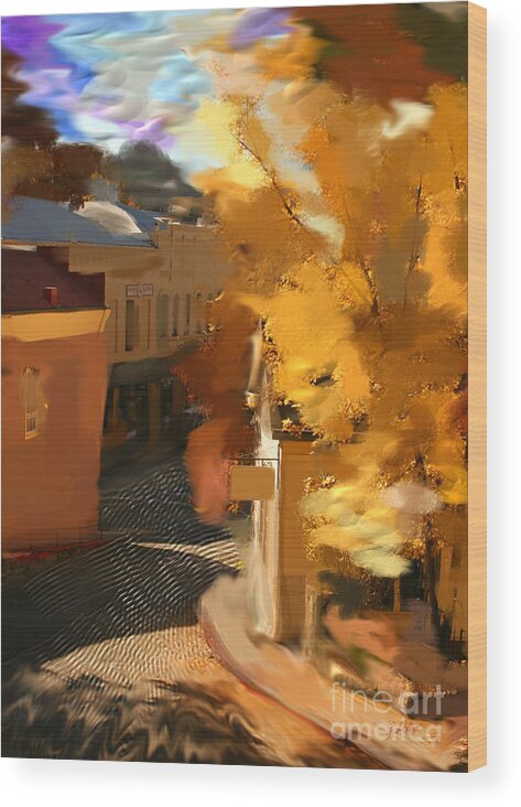 Nevada City Wood Print featuring the digital art Nevada City in Fall by Lisa Redfern