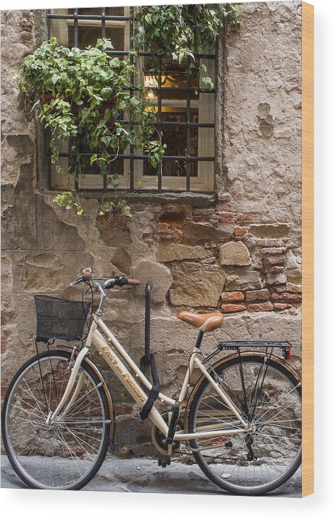 Bike Wood Print featuring the photograph New Bike in Old Lucca by Gary Karlsen