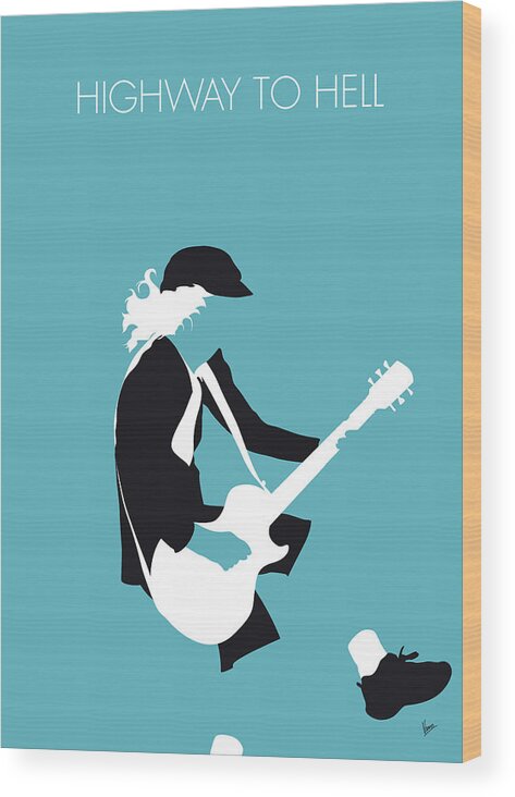 Acdc Wood Print featuring the digital art No125 MY ACDC Minimal Music poster by Chungkong Art