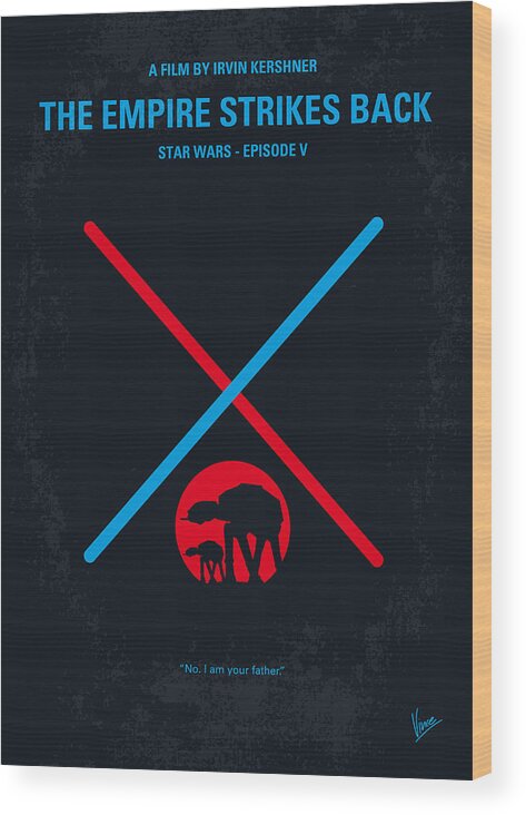 Star Wood Print featuring the digital art No155 My STAR WARS Episode V The Empire Strikes Back minimal movie poster by Chungkong Art