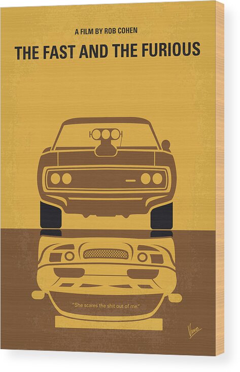 Fast Wood Print featuring the digital art No207 My The Fast and the Furious minimal movie poster by Chungkong Art