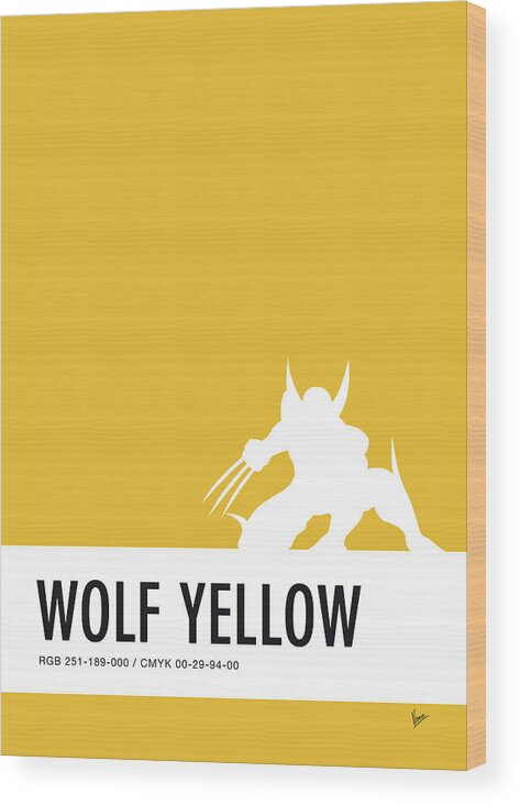 Superhero Wood Print featuring the digital art No21 My Minimal Color Code poster Wolverine by Chungkong Art