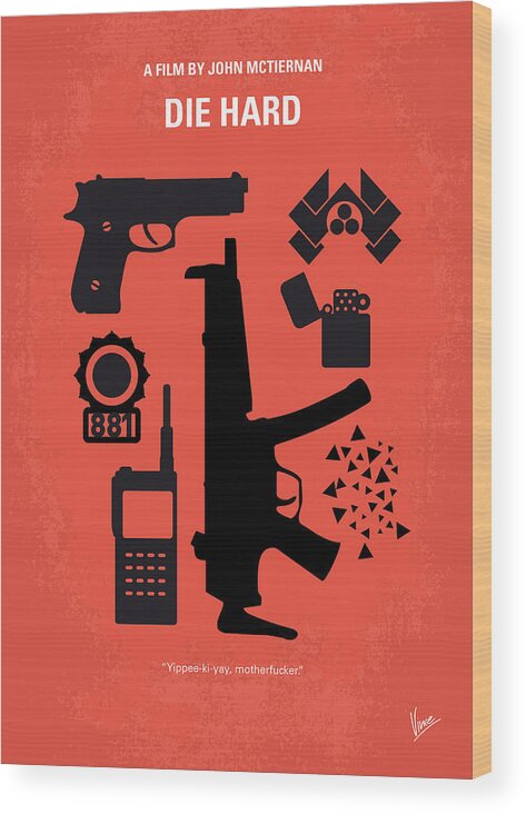 Die Wood Print featuring the digital art No453 My Die Hard minimal movie poster by Chungkong Art