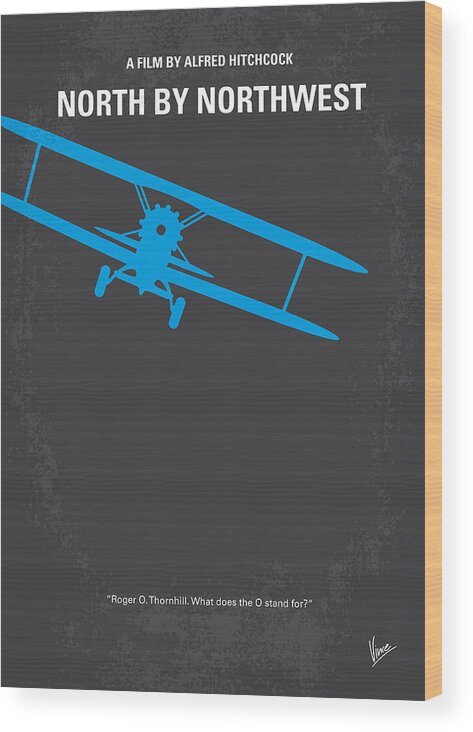 North By Northwest Wood Print featuring the digital art No535 My North by Northwest minimal movie poster by Chungkong Art