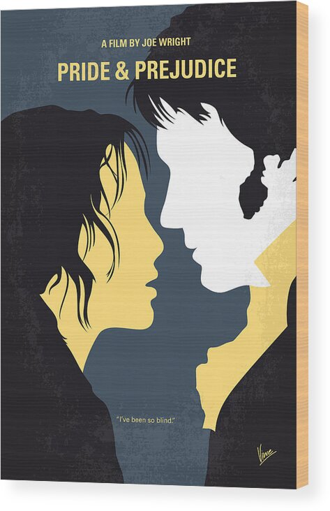 Pride And Prejudice Wood Print featuring the digital art No584 My Pride and Prejudice minimal movie poster by Chungkong Art