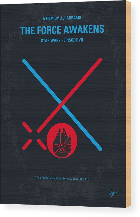 Star Wars Episode Vii The Force Awakens Wood Print featuring the digital art No591 My STAR WARS Episode VII THE FORCE AWAKENS minimal movie poster by Chungkong Art