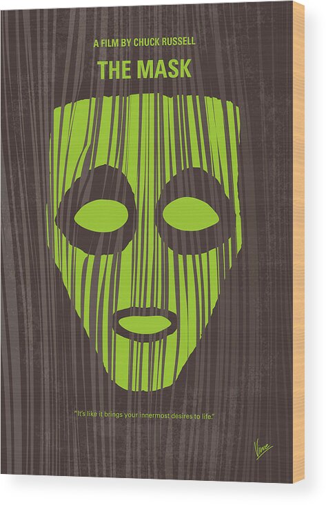 The Mask Wood Print featuring the digital art No647 My The Mask minimal movie poster by Chungkong Art