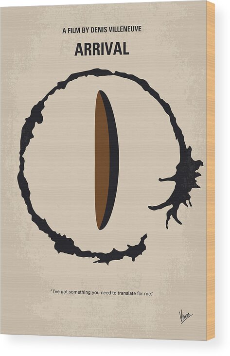 Arrival Wood Print featuring the digital art No735 My Arrival minimal movie poster by Chungkong Art