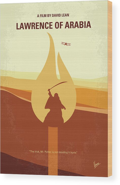 Lawrence Of Arabia Wood Print featuring the digital art No772 My Lawrence of Arabia minimal movie poster by Chungkong Art