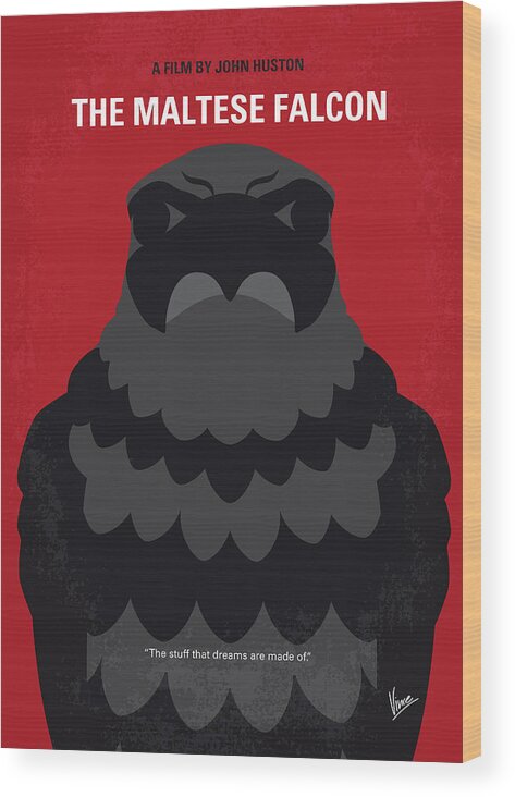 The Maltese Falcon Wood Print featuring the digital art No780 My The Maltese Falcon minimal movie poster by Chungkong Art