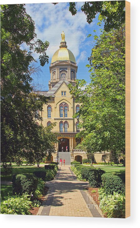 Notre Dame University Wood Print featuring the photograph Notre Dame University Main Building 2518 by Jack Schultz