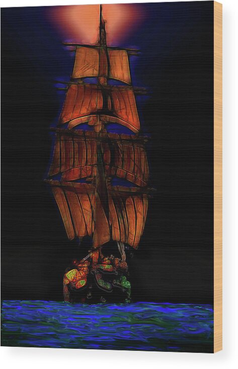 Glow Wood Print featuring the digital art Ocean Glow by Michael Cleere