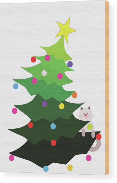 Christmas Tree Wood Print featuring the digital art Oops by Cynthia Westbrook