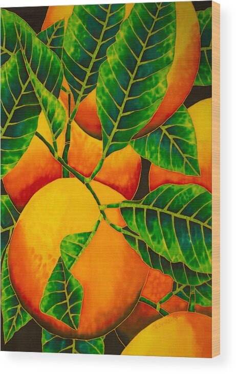 Silk Art Wood Print featuring the painting Oranges by Daniel Jean-Baptiste