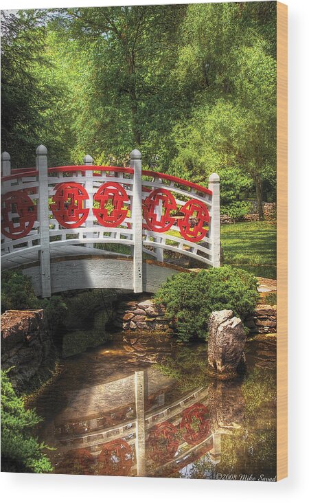 Savad Wood Print featuring the photograph Orient - Bridge - Tranquility by Mike Savad