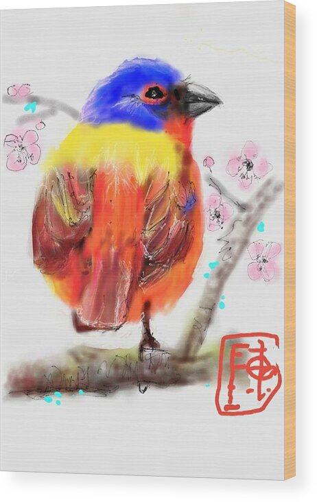 Bird. Flowers Wood Print featuring the digital art Palette Of Color by Debbi Saccomanno Chan