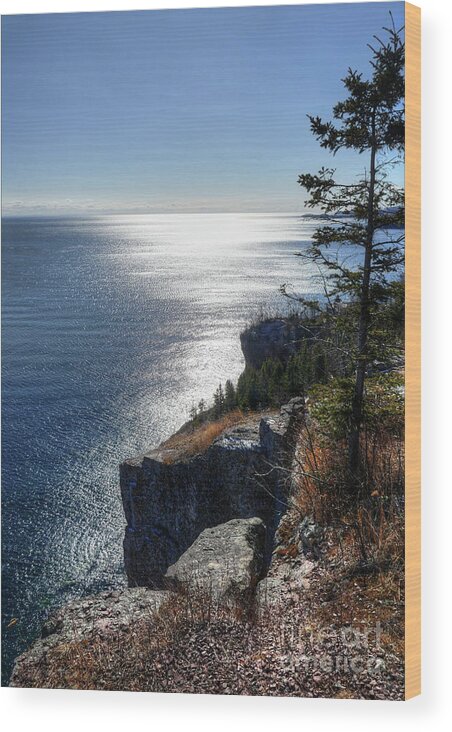 Lake Superior Wood Print featuring the photograph Palisade Head Lake Superior Minnesota Winter Afternoon by Wayne Moran