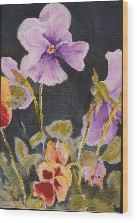 Pansy Wood Print featuring the painting Pansies by Mary Ellen Mueller Legault