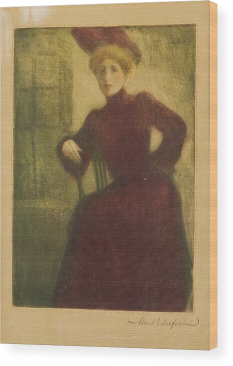 Albert Edelfelt (1854-1905) Parisienne Wood Print featuring the painting Parisienne etching by MotionAge Designs
