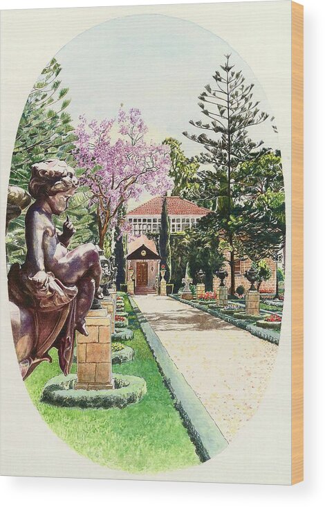 Baha'u'llah Wood Print featuring the painting Pathway to the Shrine of Baha'u'llah by Sue Podger